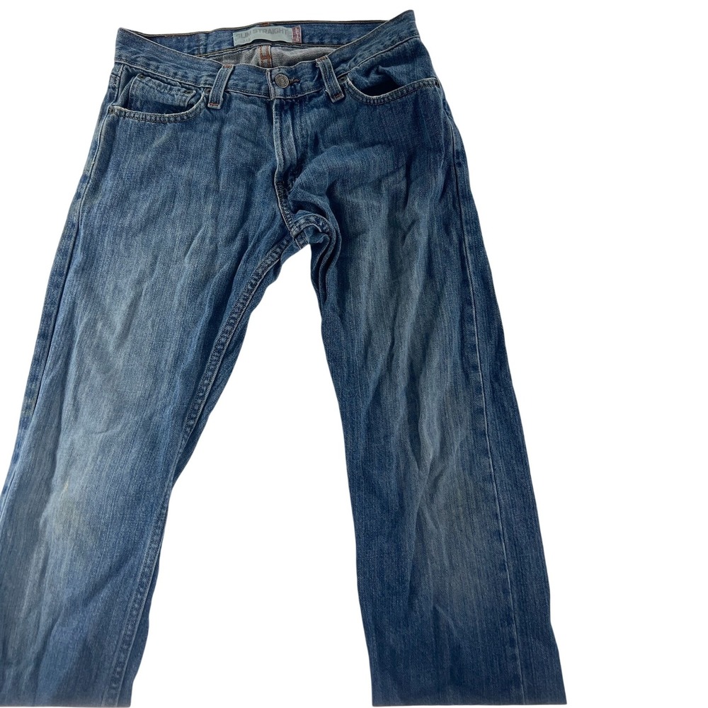 Slim‎ Straight Jeans Blue Denim Pants Mens
